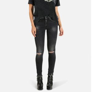 R13 Aiden Black Denim Distressed High Rise Skinny Jean Size 25 $345